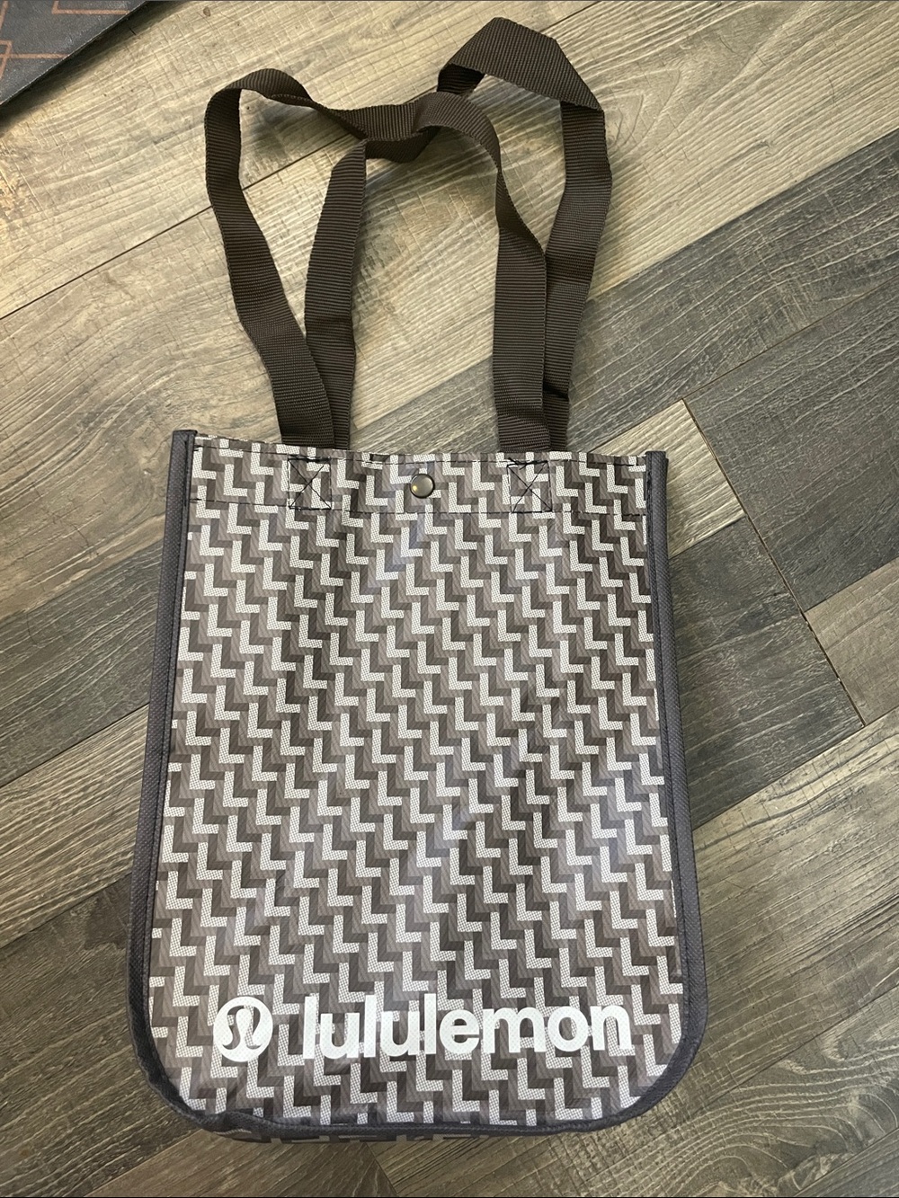 lululemon athletica brown and tan Geometric Tote Bag 11.5”x9”x 4”